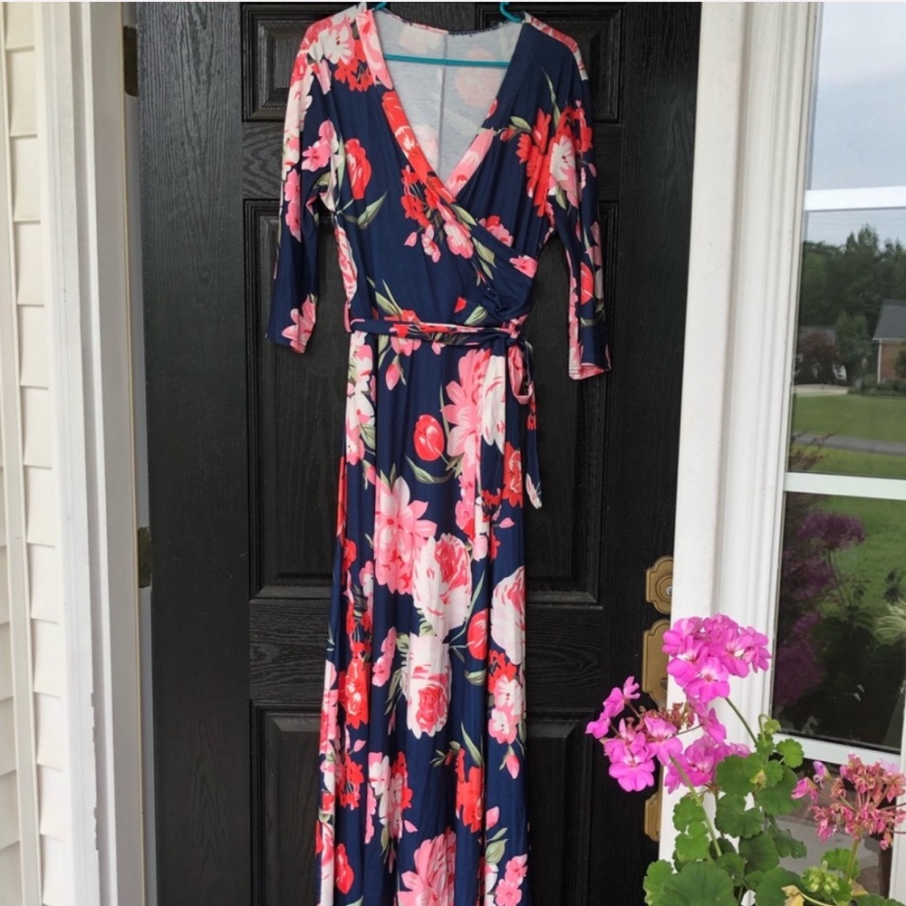 Boutique Faux  Wrap Maxi Dress Size XL